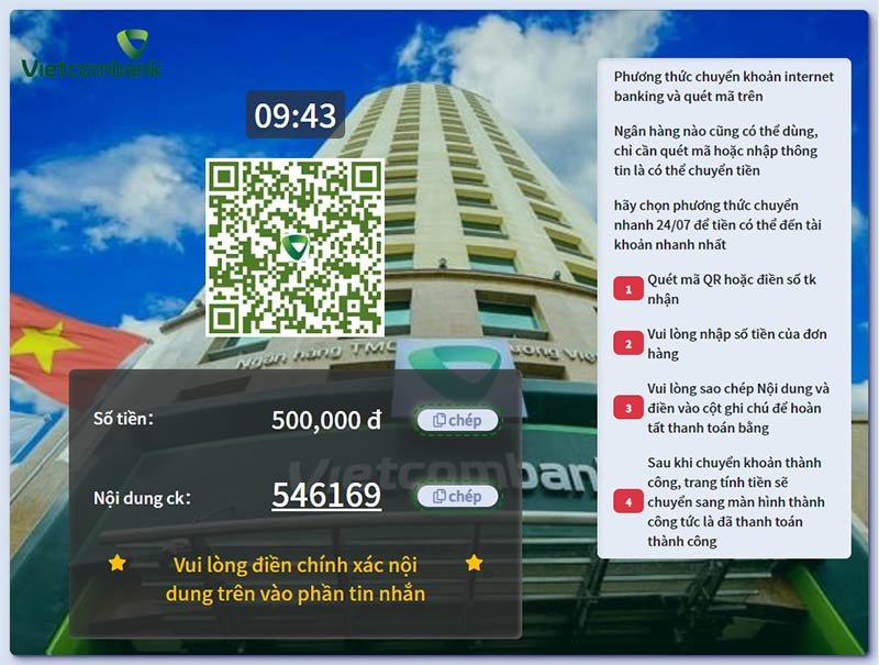 Tiến hành mở ứng dụng Banking trên điện thoại và quét mã QR để nạp tiền