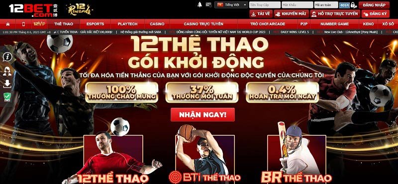 Danh mục sản phẩm của nhà cái 12Bet bao gồm 12 Thể Thao, BTi Thể thao, Thể thao Ảo và COLOSSUS