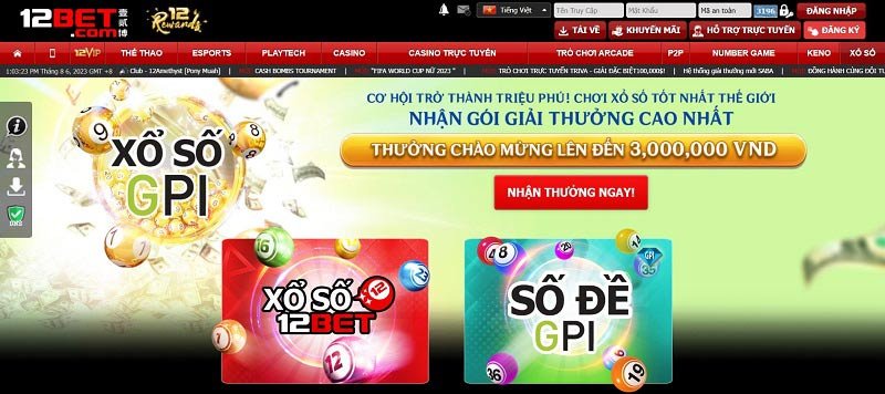 Cá cược lô đề với hai sản phẩm chính là xổ số 12Bet và xổ số GPI