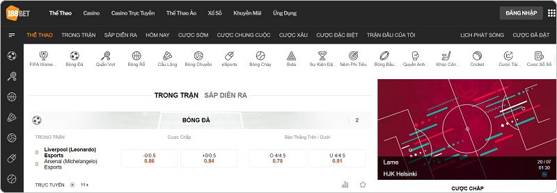 188BET là một trang web cá độ bóng đá đa dạng và phong phú