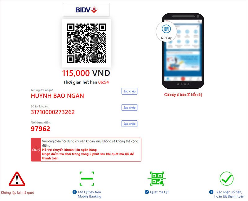 Quét mã QR trên di động để thanh toán