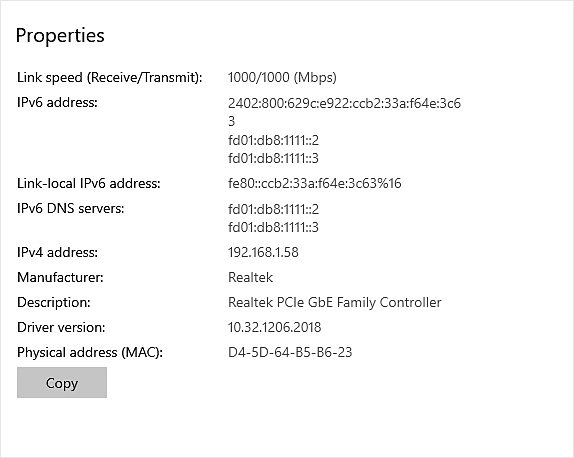 Thay đổi địa chỉ IP như chú thích